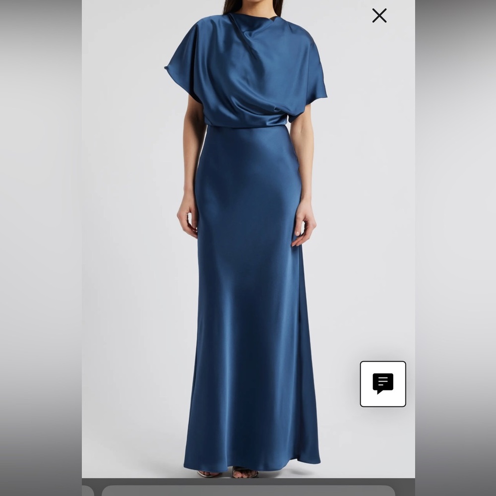 Amsale Midnight Blue Satin Dress
